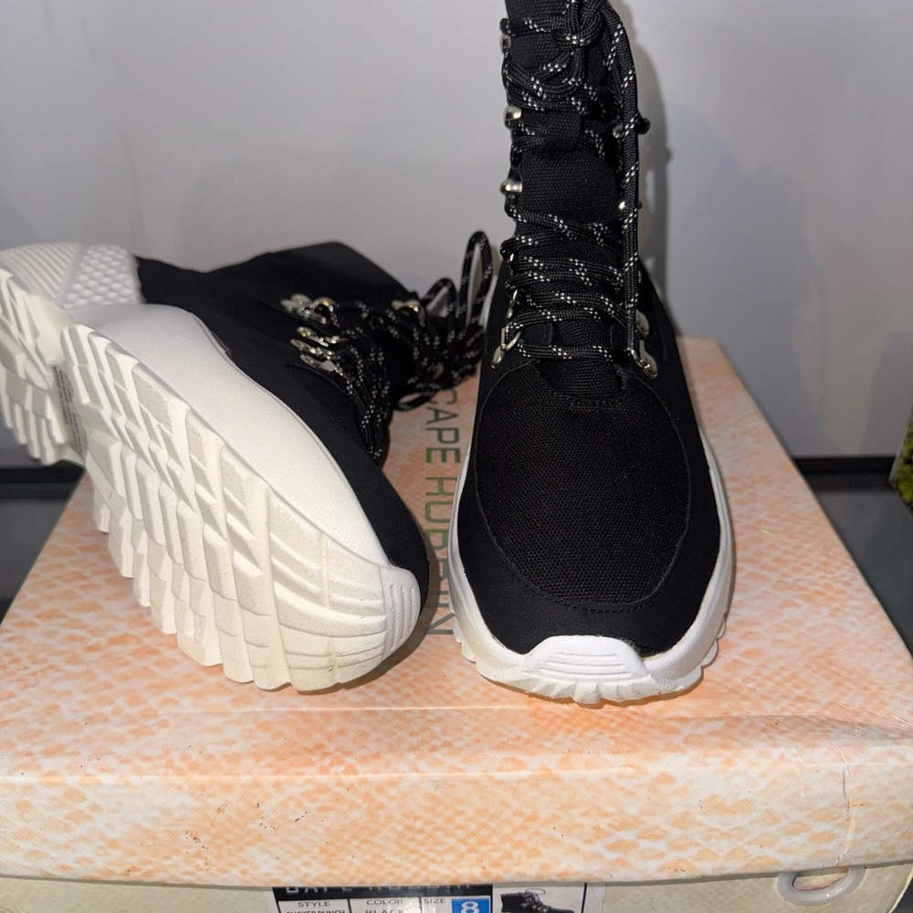 Cape Robbin Black and White High-Top Sneakers